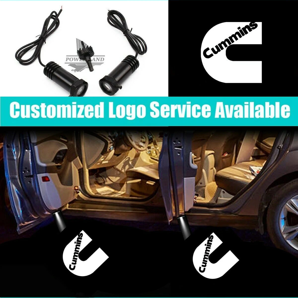 

2 Pieces White Wired Cummins Logo for MOPAR RAM 1500 3500 2500 Car Door Led Welcome Courtesy Laser Shadow Projector Lights