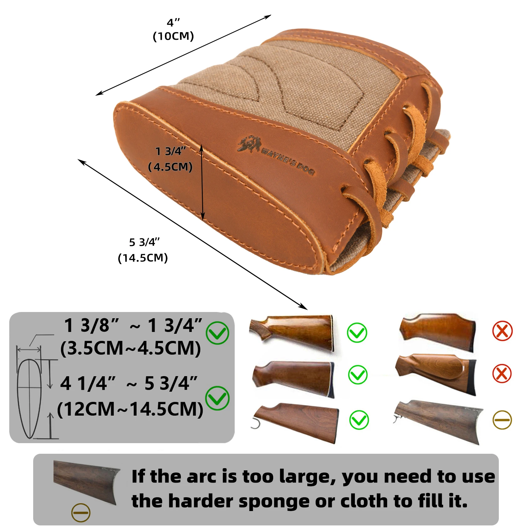 Combo of Canvas Leather Rifle Recoil Pad Cover Buttstock with Matched Leather Gun Sling + Swivels