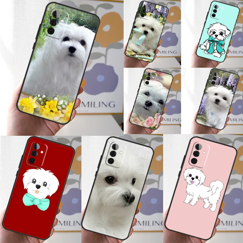 Cartoon Maltese Dog Phone Case For Samsung Galaxy A55 A35 A25 A15 A51 A71 A12 A32 A52 A13 A33 A53 A14 A34 A54