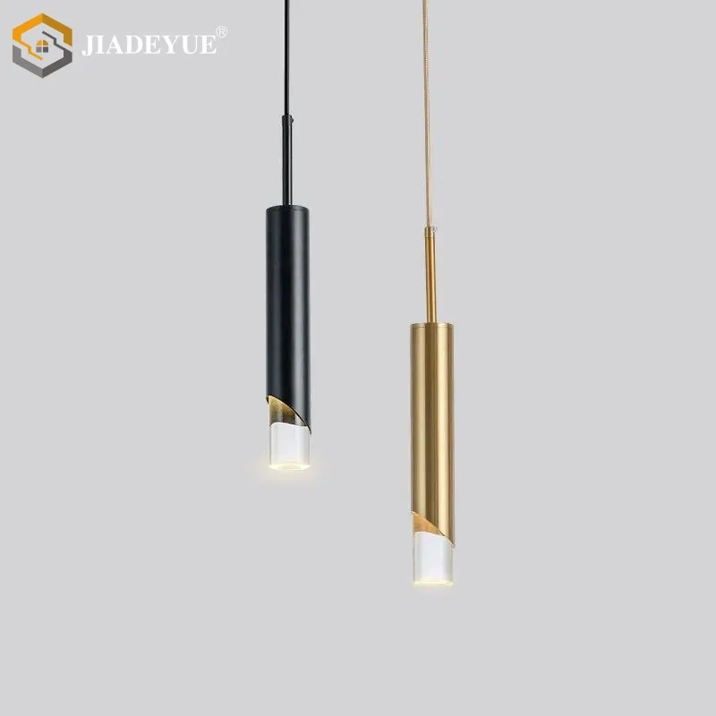 Modern simple led bedroom bedside chandelier living room bar dining room background wall long single head small chandelier