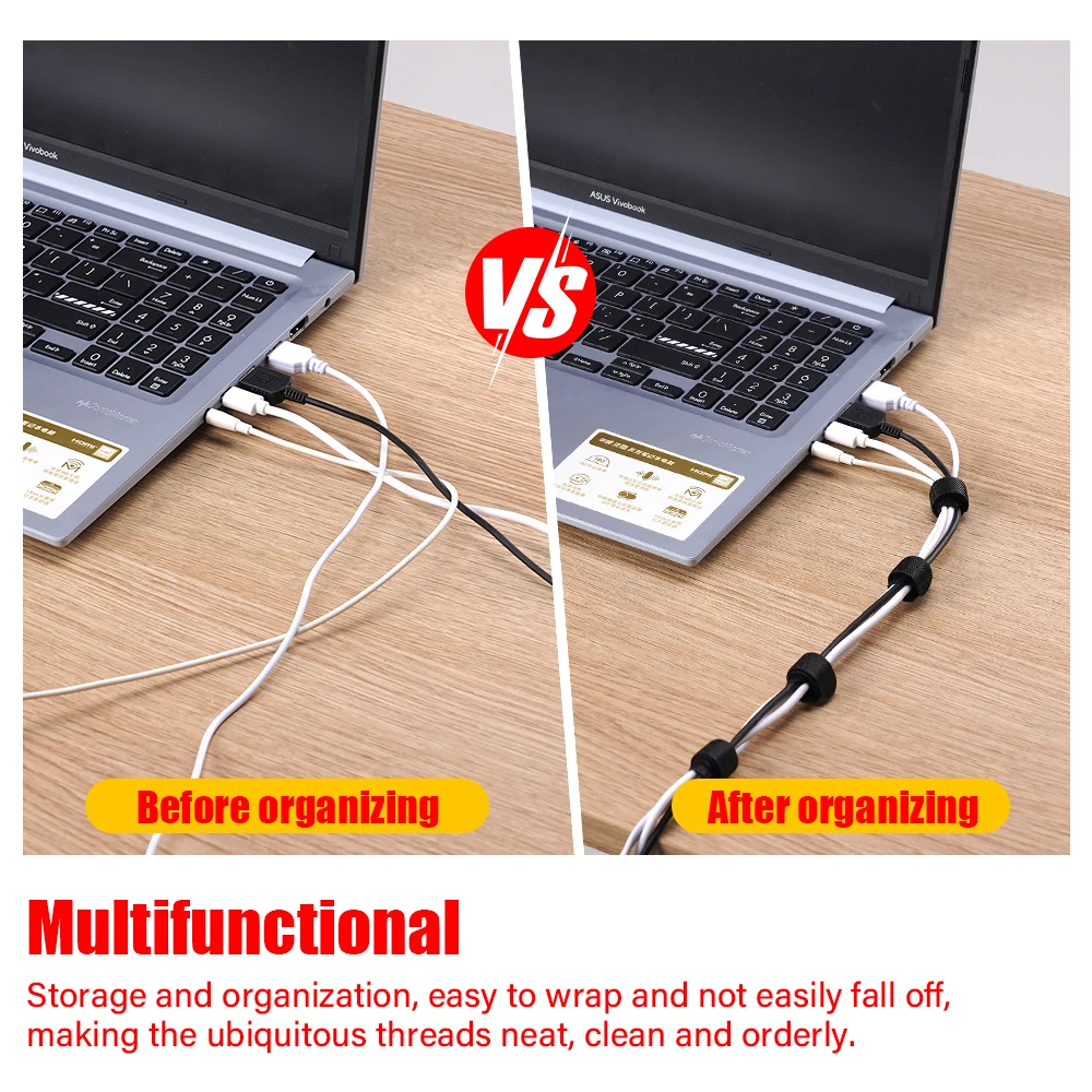 10 Uds. Cinta mágica de nailon autoadhesiva reutilizable, organizador de cables, bridas para ratón, auriculares, gestión de cables, bridas para cables, cinta de aro