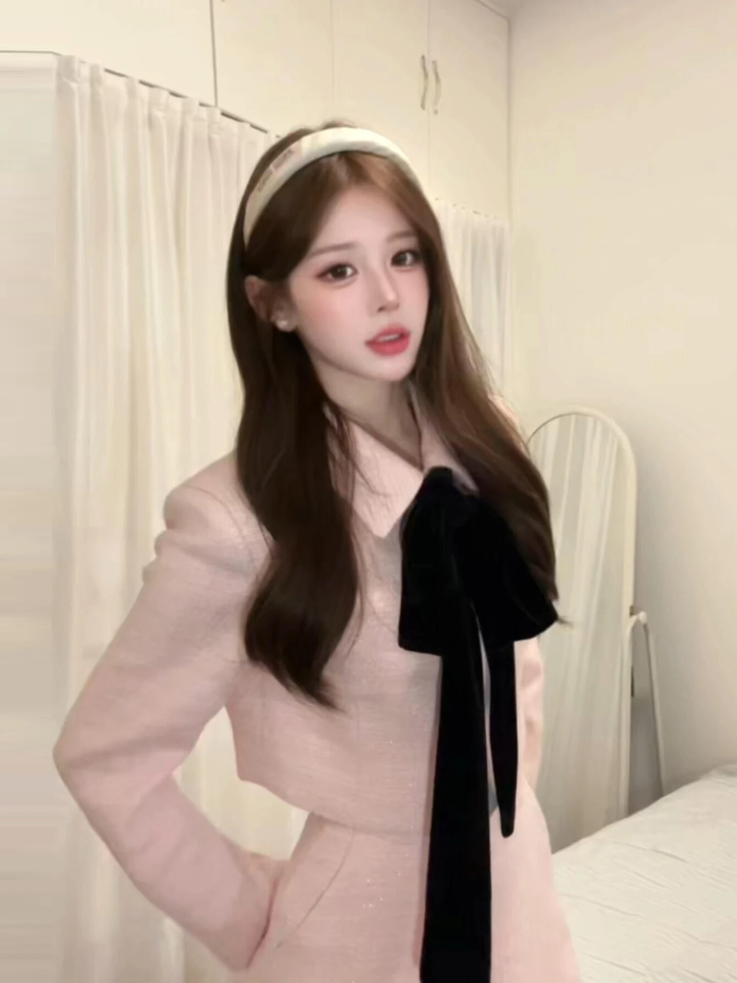 

XZY Korean Sle ort Knot Coat And High Waist Skirt Set Women's plus Size Autumn Winter Faion Outfit Ensemble