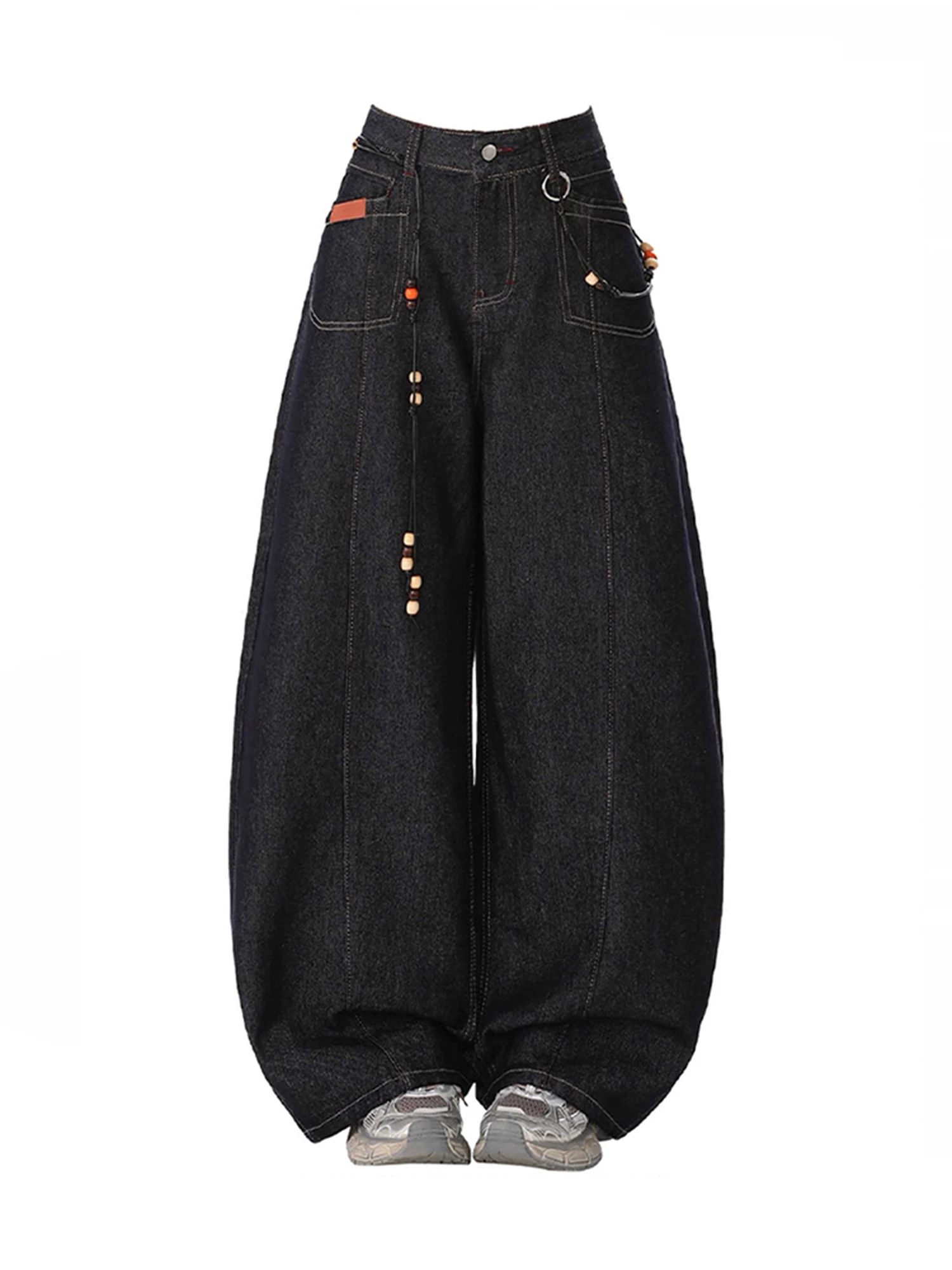 Women's Black Gothic Y2k Baggy Jeans Japanese 2000s Style Emo Wide Leg Denim Trousers Harajuku Vintage Oversize Jeans Pants 2025