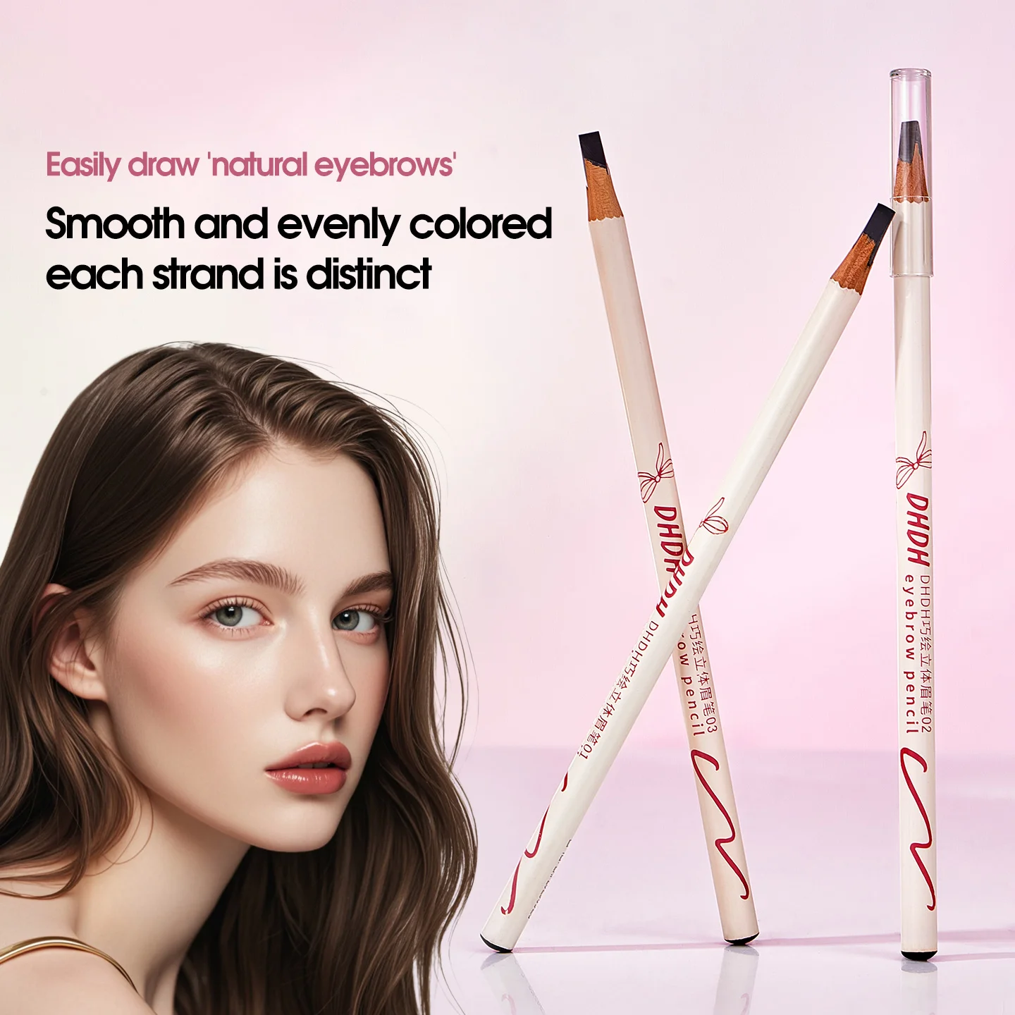 قلم حواجب ثلاثي الألوان دائم مقاوم للماء قلم رصاص ميكروبليدينج احترافي للمبتدئين، متين وطويل الأمد #3