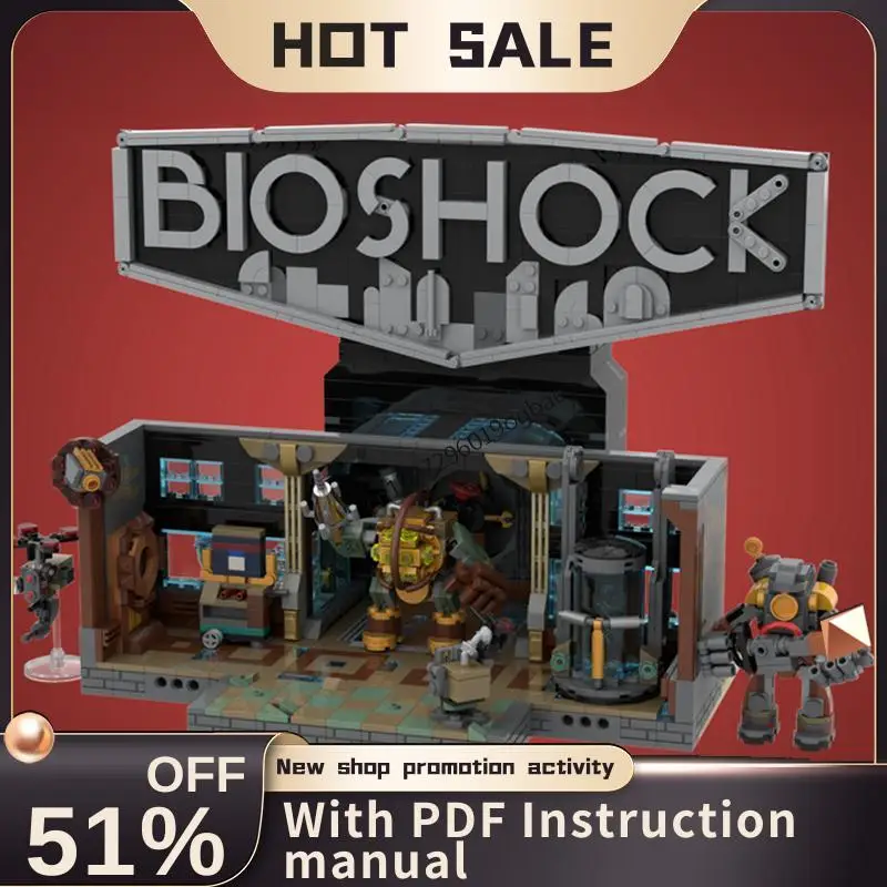 

New 2108PCS Famous Game Series Corridors of Rapture Moc Street View Model Building Block Diy Creative Ideas KidToy Birthday Gift