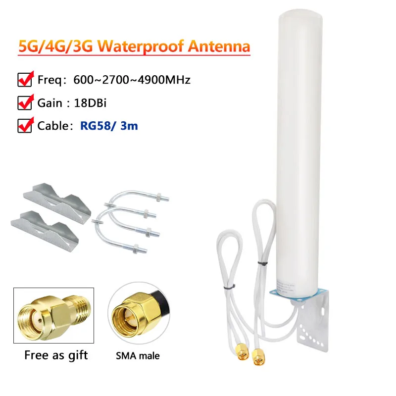 5G 4G LTE 3G GSM Outdoor Waterproof TS9 SMA N Male WiFi Router Antenna 18dbi Omni Directional MIMO IP67 Aerial for Wireless Netw image 3