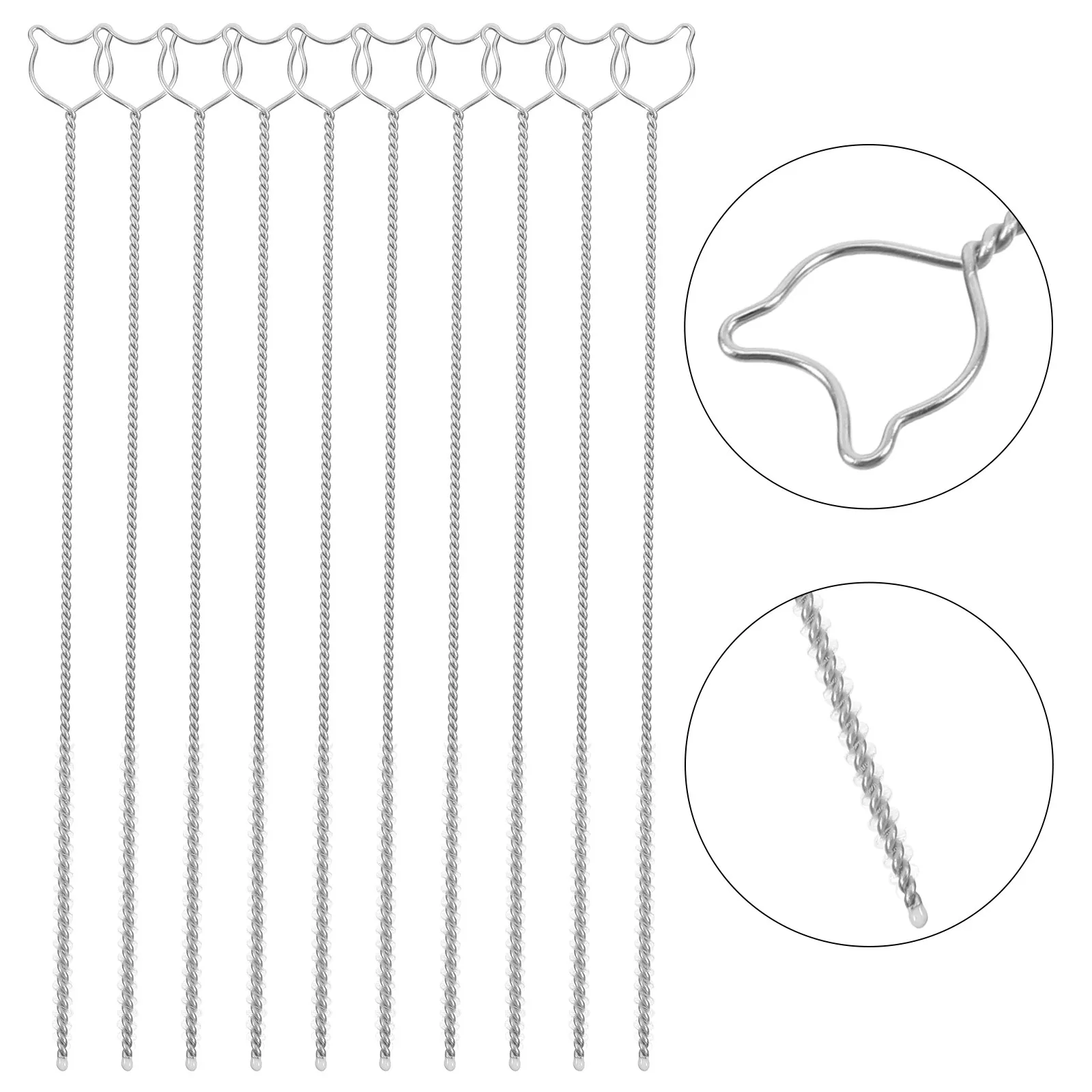 

10Pcs Stainless Steel Straw Cleaning Brush Set Cartoon Bear Handle Long Straw Cleaner Brush for Reusable Drinking Tubes Bottles