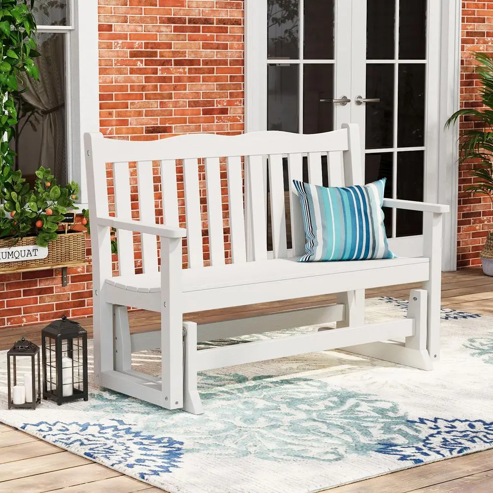 2 Person Outdoor Glider Bench, AllWeather Patio Glider with 800 lbs Weight Capacity, Never Fade or Rot Heavy Duty Garden Glider