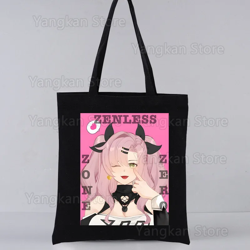

Сумка-шоппер Zenless Zone Zero ZZZ из холщовой ткани, большая повседневная сумка для женщин, вместительная сумка для покупок