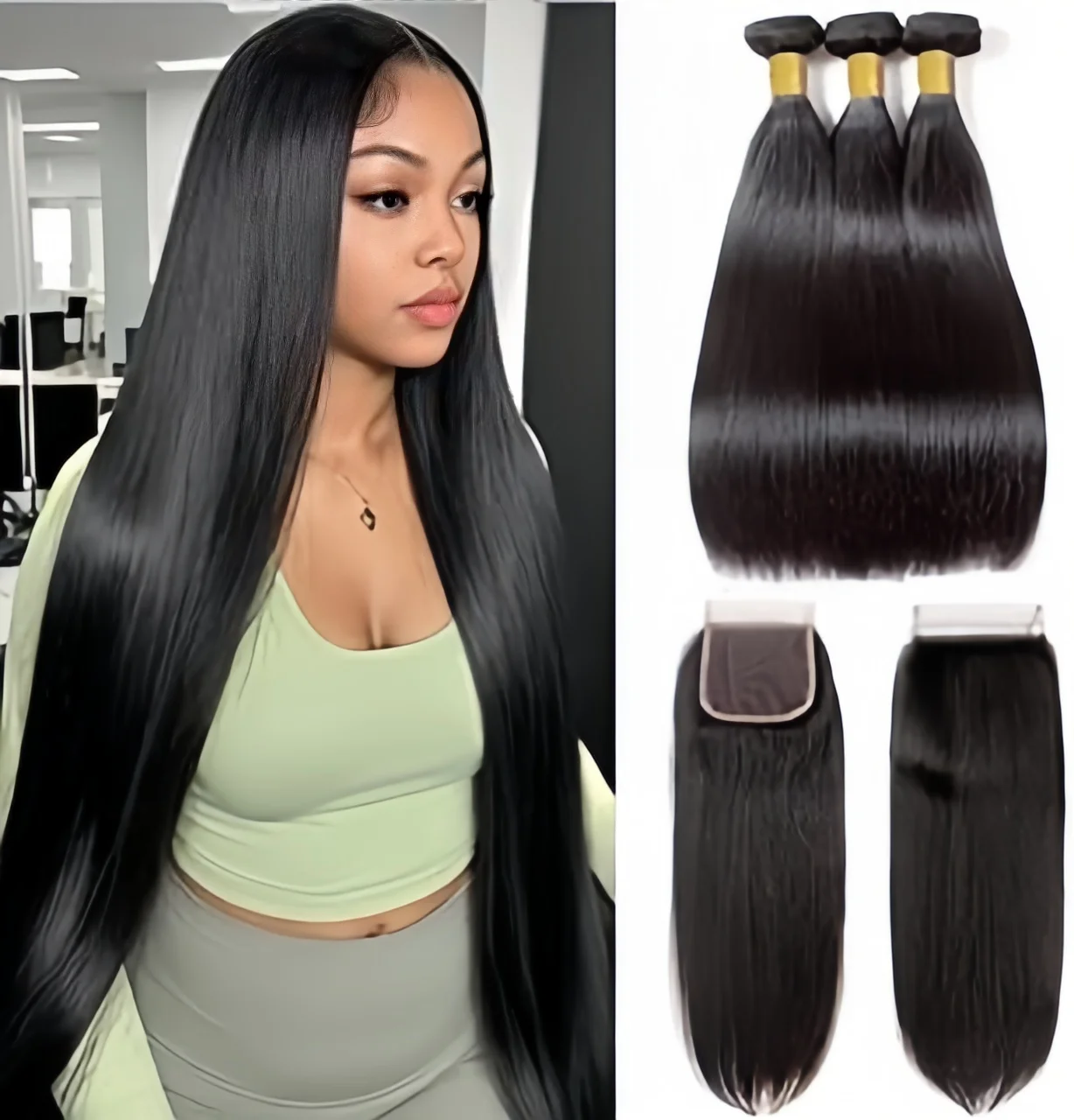 

Bone Straight Human Hair Bundles With Frontal Closure Virgin Hair Weave Bundles With 4x4 Closure Remy Vietnamese Hair Extensions