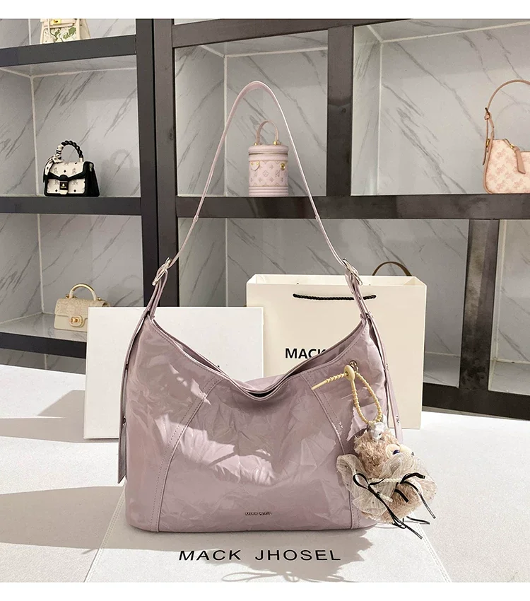 Fashion Luxury Purple Color Bucket Bag High Quality Textured Women Handbag Large Capacity Casual Tote Bag Shoulder Messenger Bag