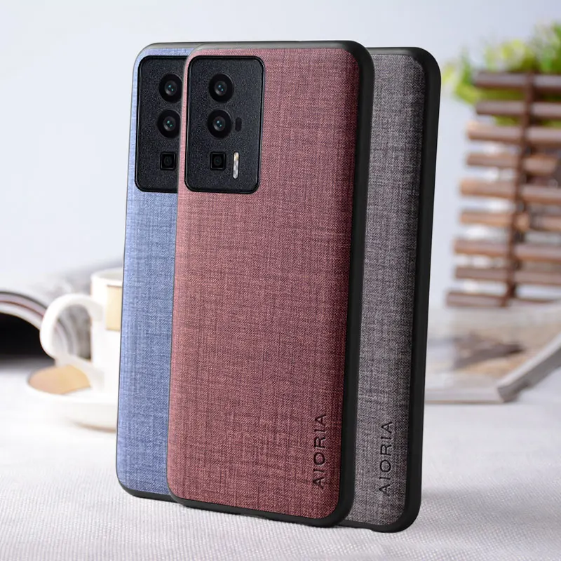 Case for Xiaomi Poco F5 Pro funda Textile texture leather Soft TPU&Hard PC phone cover for xiaomi poco f5 pro case funda