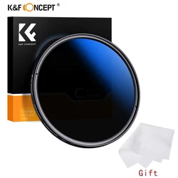 K&F CONCEPT ND2-ND400 Fader Variable ND Filter Multi Coated Adjustable Neutral Density Lens Filrer 37-82mm With Cleaning Cloth