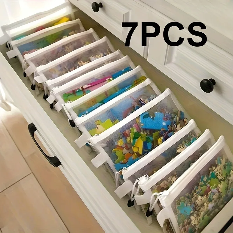 7-teiliges Set mit großvolumigen Netz-Aufbewahrungstaschen – multifunktionale transparente Organizer für Bürodokumente, Schreibwaren, Spielzeug und Puzzles