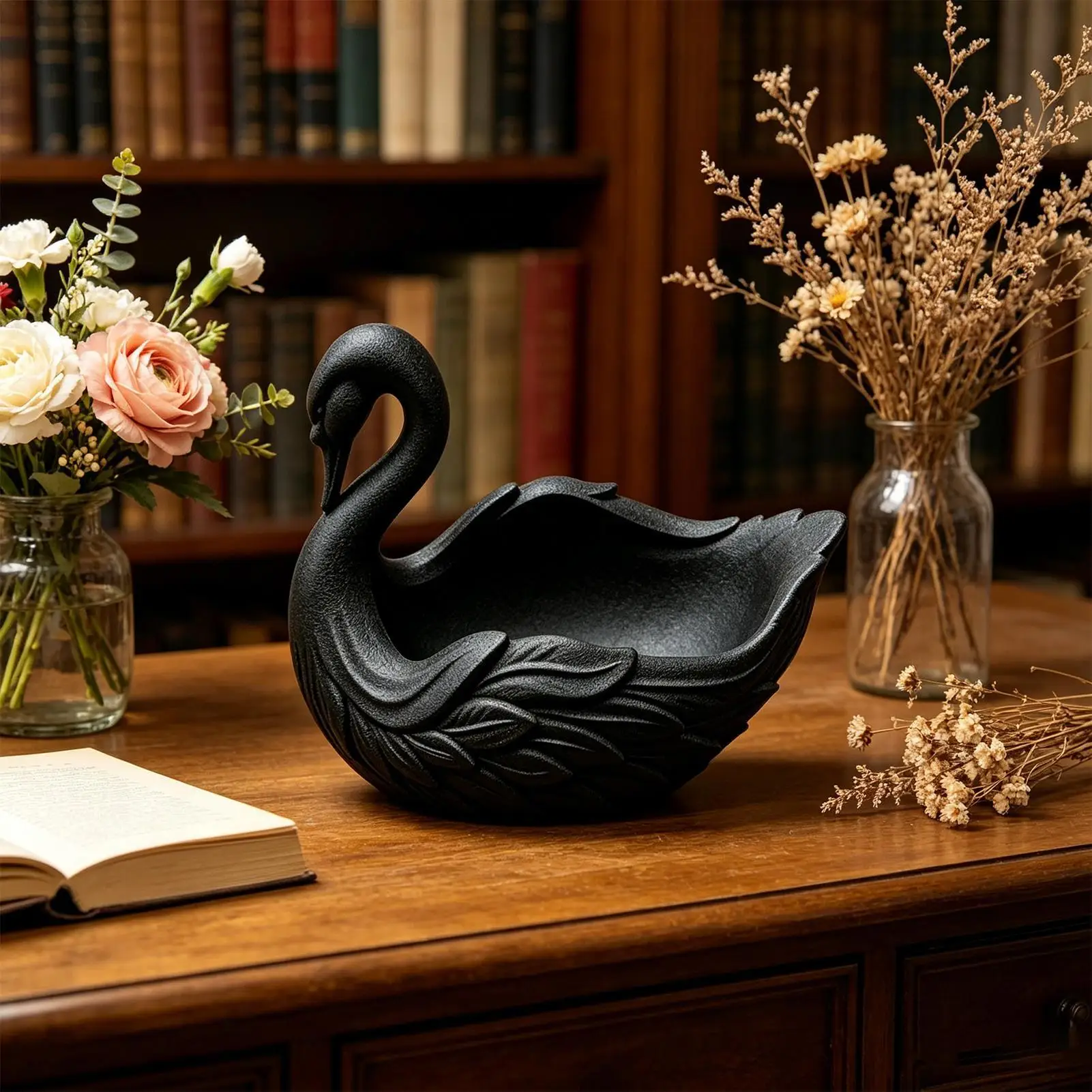 Entryway Bowl Multifunctional Elegant Swan Organizer Key Wallet Holder for Entryway Nightstand Table Desk Office Home Birthdays