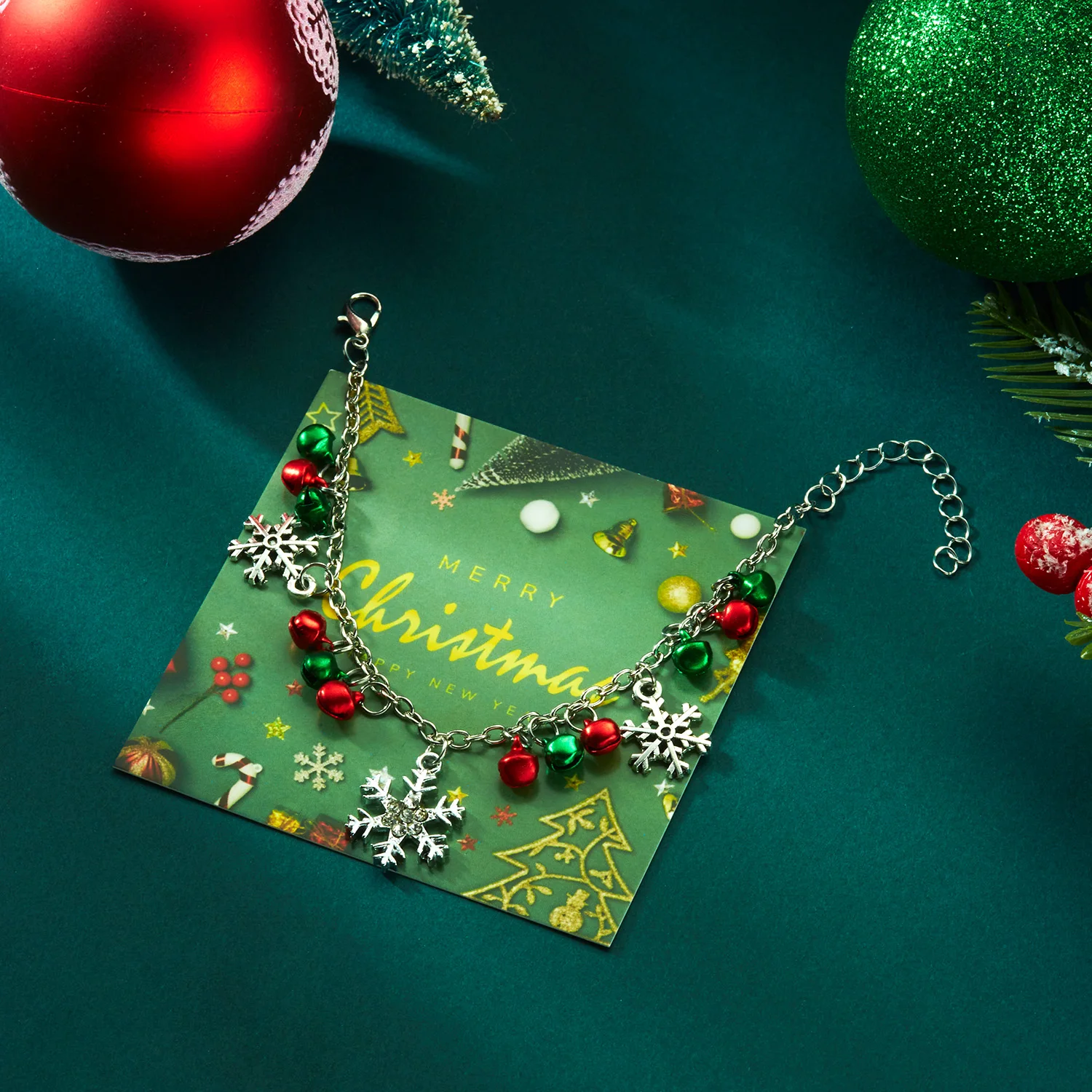 عيد الميلاد بريق ندفة الثلج جرس قلادة سوار للنساء حجر الراين قلادة عيد الميلاد الفرح عطلة حزب مجوهرات هدية #2