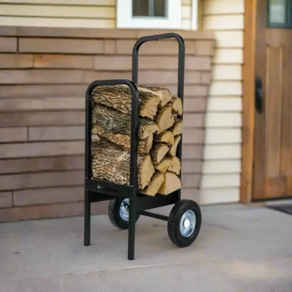 Firewood Cart - Made in The USA - Convenient and Sturdy Rolling Wood Carrier for Easy Transport - Perfect for Indoor and Outdoor