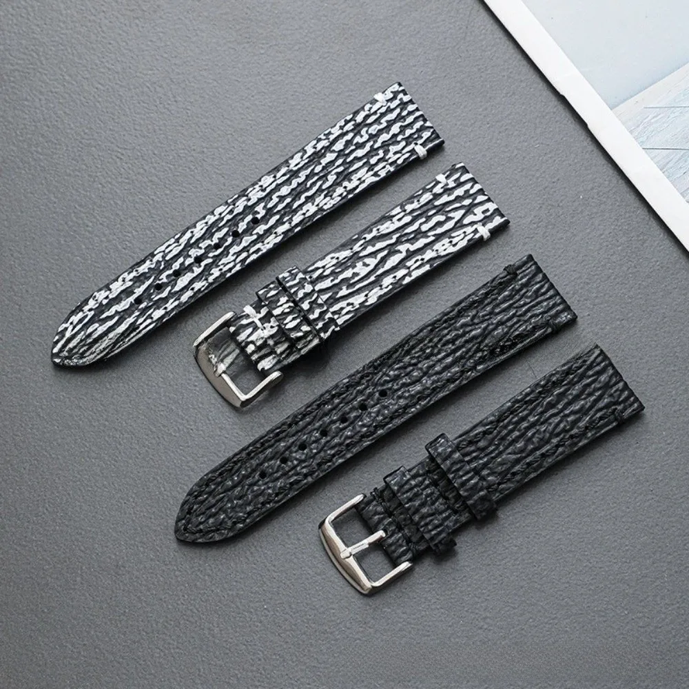 

18 20 22mm Universal Genuine Leather Watchband Embossed Snake Shark Skin Pattern Replacement Watch Strap Cowhide Wristband