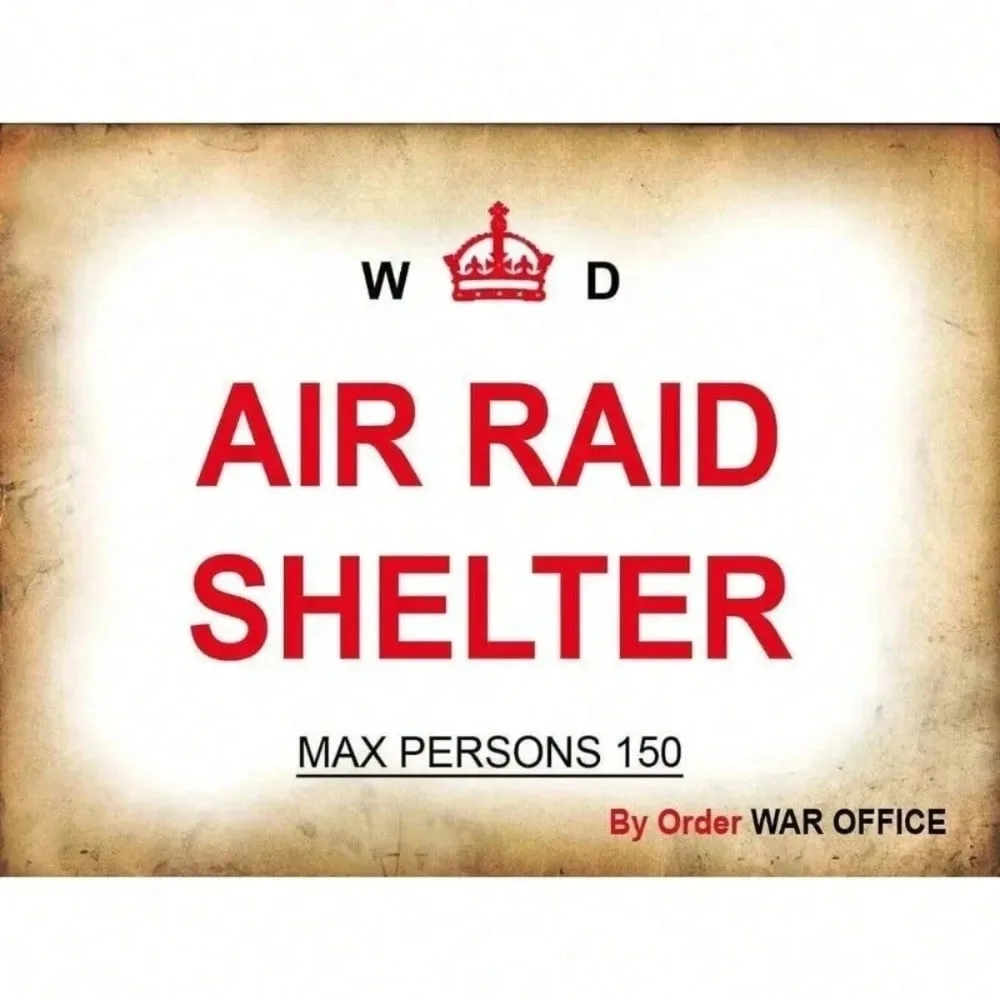 

Vintage Industrial Metal Wall Art for Man Cave Air Raid Shelter Pub Sign Retro Plaque Decor