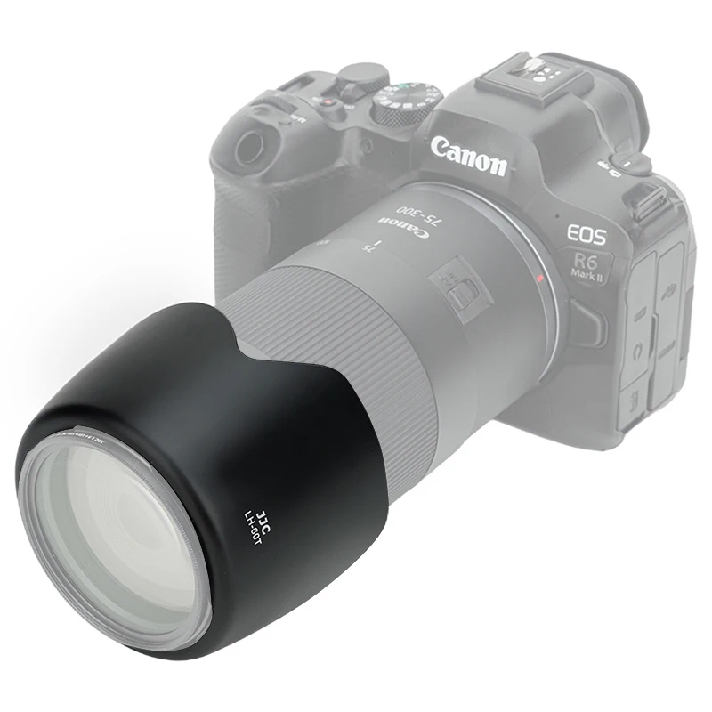 ET-60 عدسة هود الظل لكانون RF 75-300 مللي متر F4-5.6 EF 75-300 مللي متر F4-5.6 III USM EF-S 55-250 مللي متر F4.5-5.6 IS II EF 90-300 مللي متر F4.5-5.6