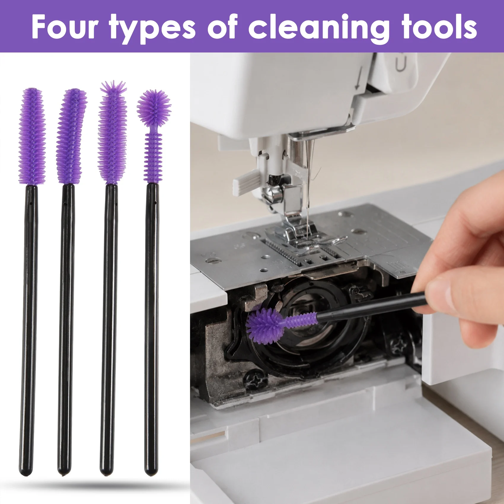 DT38 40 Pcs Nook and Cranny Sewing Machine Cleaning Brushes, Reusable Silicone Dense Bristles Cleaning Brushes