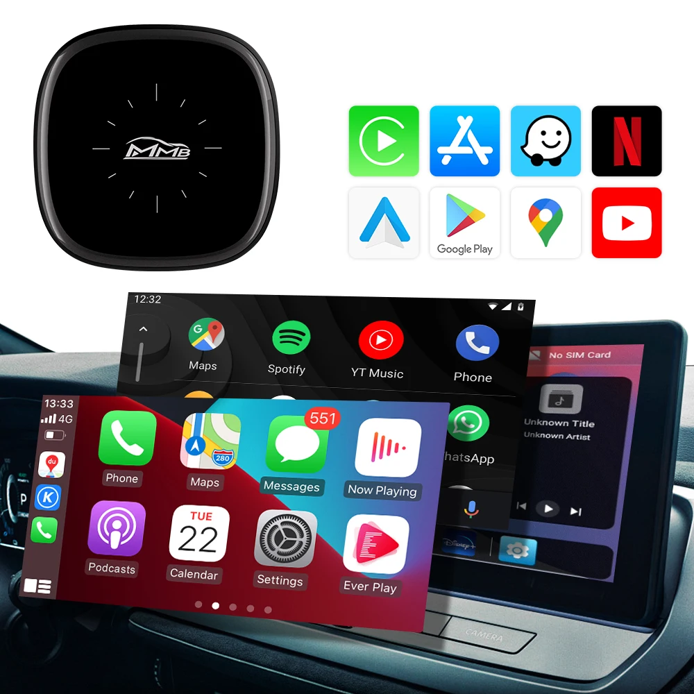جديد MMB Max Q2W Ai Box Android 13.0 QCM6115 8-Cores Wireless CarPlay Android Auto Ai Box 4+64G ترقية عبر الإنترنت YouTube Netflix #2