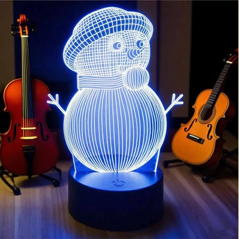 

Kids Night Light Smart Touch Snowman Bedroom Led Lamps Christmas Gifts Table Lamp 7/16 color Dimming Room Decor Nightlights