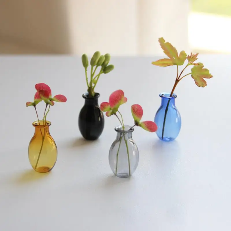 Mini Glass Vase Fridge Magnet Creative 3D Vase Micro Landscape Ornament Fridge Magnets Place Flower Arrangements Decoration