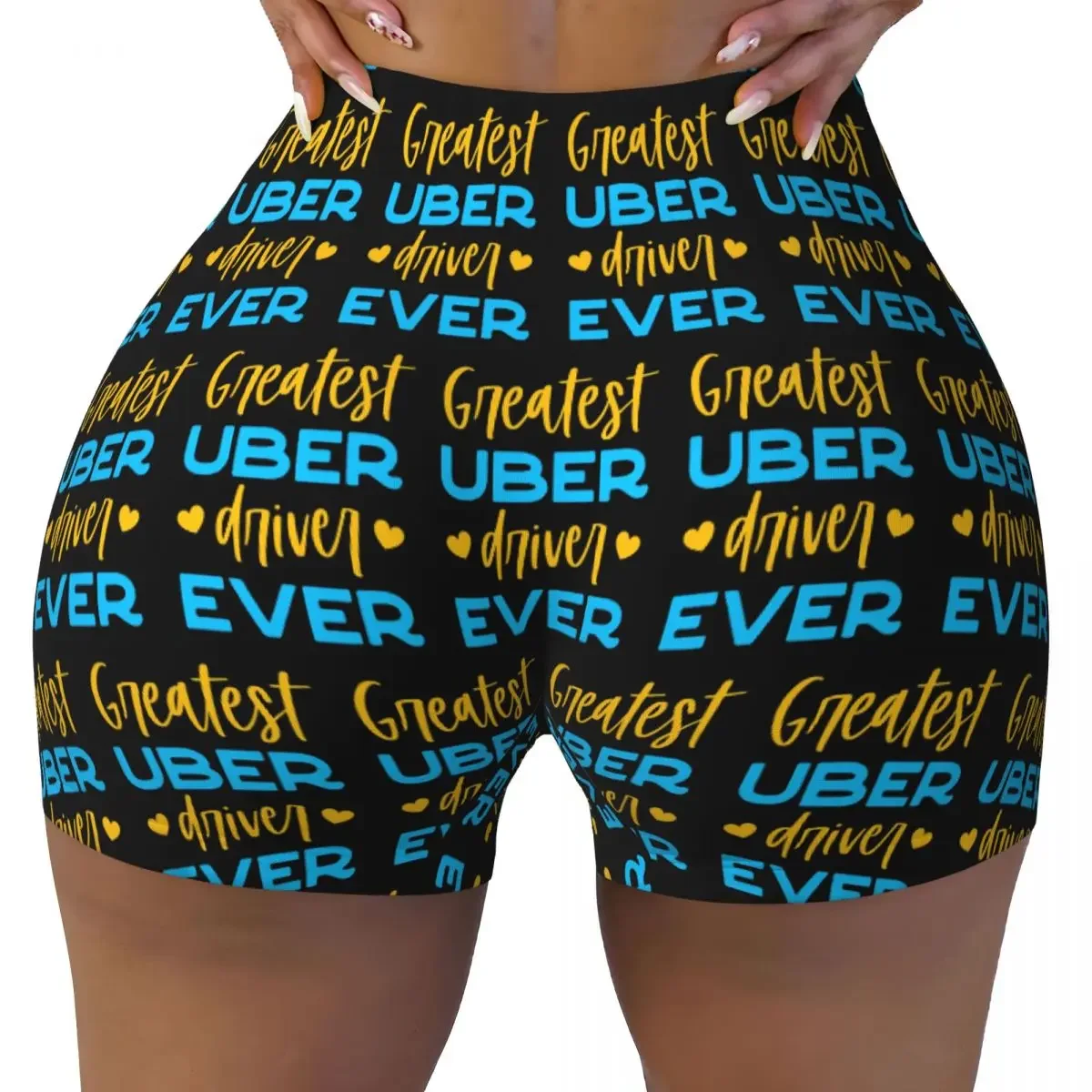 Custom Greatest Uber Eats Driver Ever Rideshare Car Driving Women Workout Running Shorts Athletic Volleyball Biker Yoga Shorts