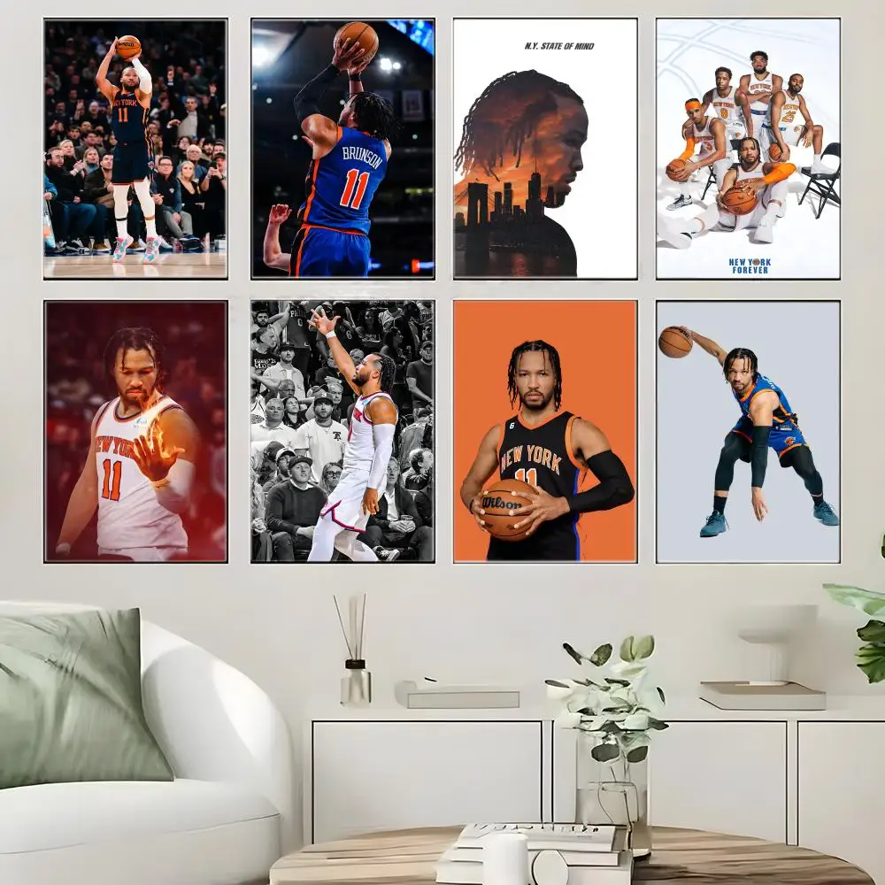 Basketball Icon Bobblehead J-Jalen B-Brunson Poster  Self-adhesive Art Waterproof Paper Sticker Coffee House Bar Room Wall Decor