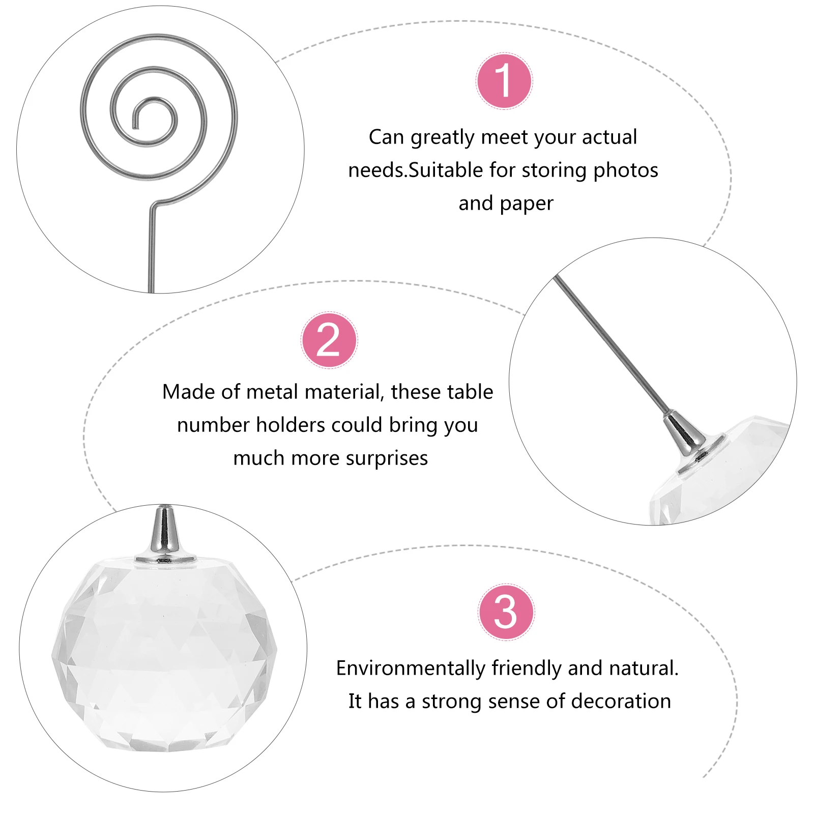 حامل بطاقة عمل كريستال ممتاز، حامل اسم الزفاف الإبداعي لعرض قائمة الصور المستقرة، ديكور طاولة أنيق لحفلات الزفاف