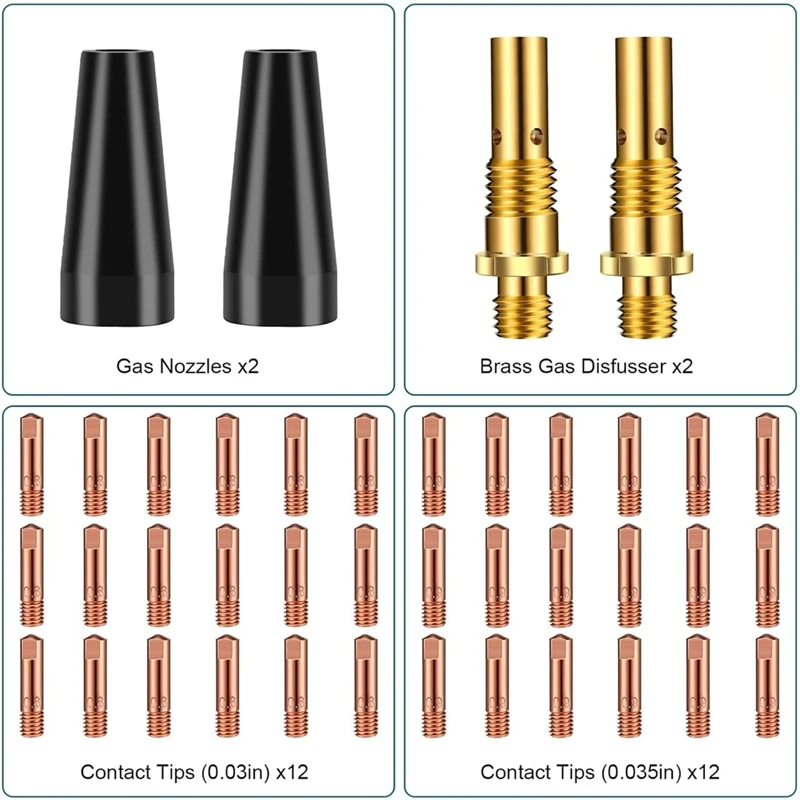 28-Piece Flux Core Airless Nozzle Kit, 0.03Inch And 0.035Inch Tips,For Lincoln Magnum 100L And Weld-Pak MIG Welders