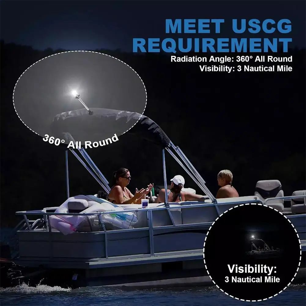 مصباح ملاحة LED بحري شامل 360 درجة °   رؤية 3 أميال بحرية IP67 مقاومة للماء 304 من الفولاذ المقاوم للصدأ لقارب يخت L S3G1