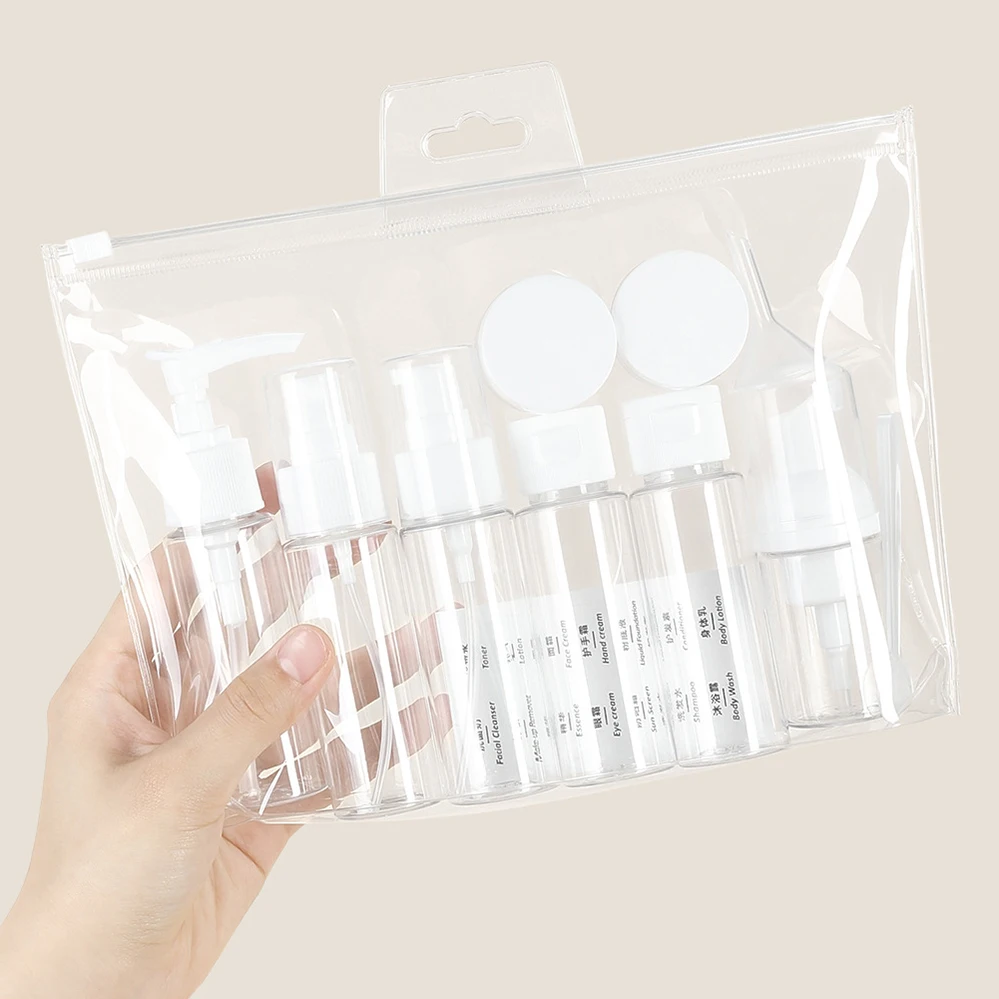 11pcs/Set Travel Botttle Set 60ml Refillable Bottle Soft Plastic Lotion Shampoo Container Squeeze Tube Empty Bottle