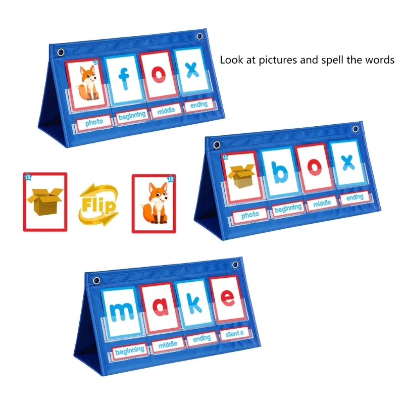 F3MA Word Building Desktop Pocket Chart Tent Cards Set CVC Words Phonics Games Chart Kindergarten Spelling Education Toy