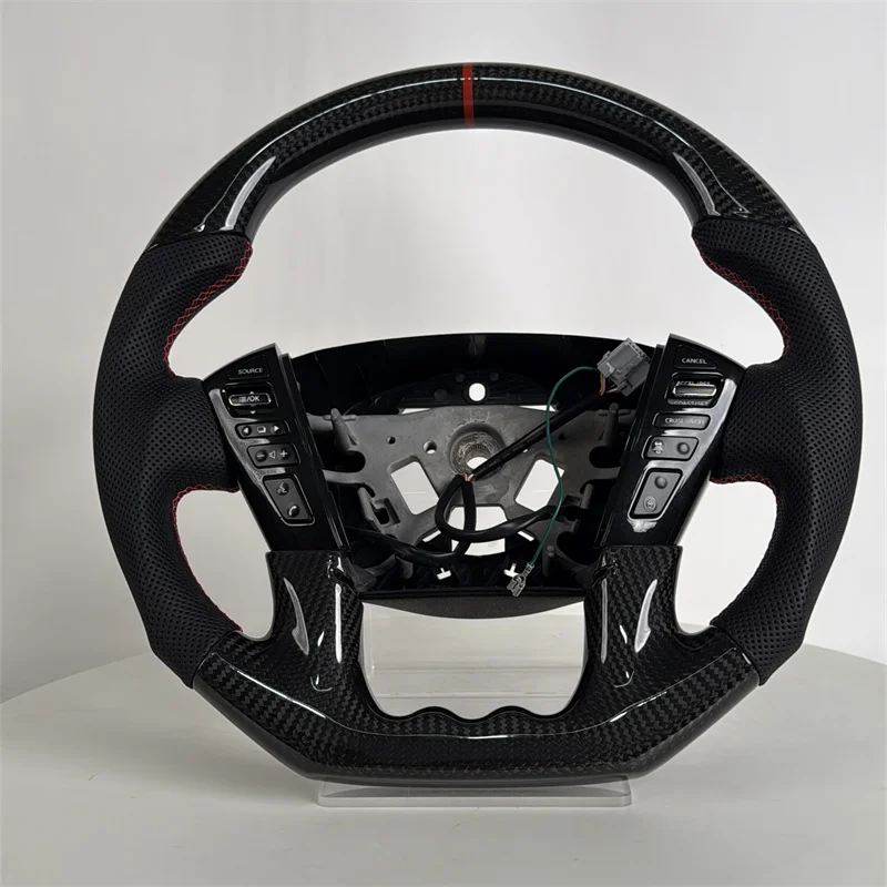 Upgrade Black Sports Carbon Fiber Steering Wheel for Nissan Patrol Y62 2015 2016 2017 2018 2019 2020 2021 Car Accessories