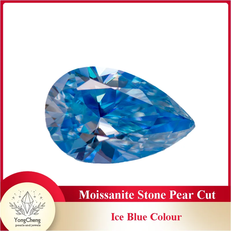 

Moissanite Loose Stone Pear Cut Ice Blue Colour Lab Created Diamond Advanced Jewelry Making Materials with GRA Certificate