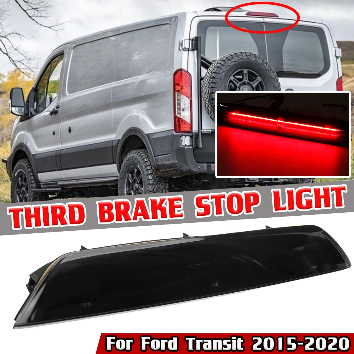 Smoke/Red Car Rear Center Upper High Mounted Rear Third Brake Light Lamp For Ford For Transit 2015-2020 BK3Z13466A BK3Z13466C