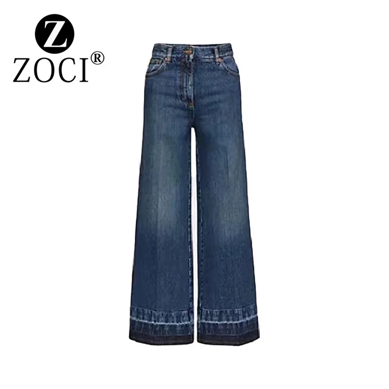 [Zoci] Groep Zomer Nieuwe Modieuze Straight Slim Fit Hete Wijde Pijpen Broek Met Hoge Taille Zwarte Spijkerbroek