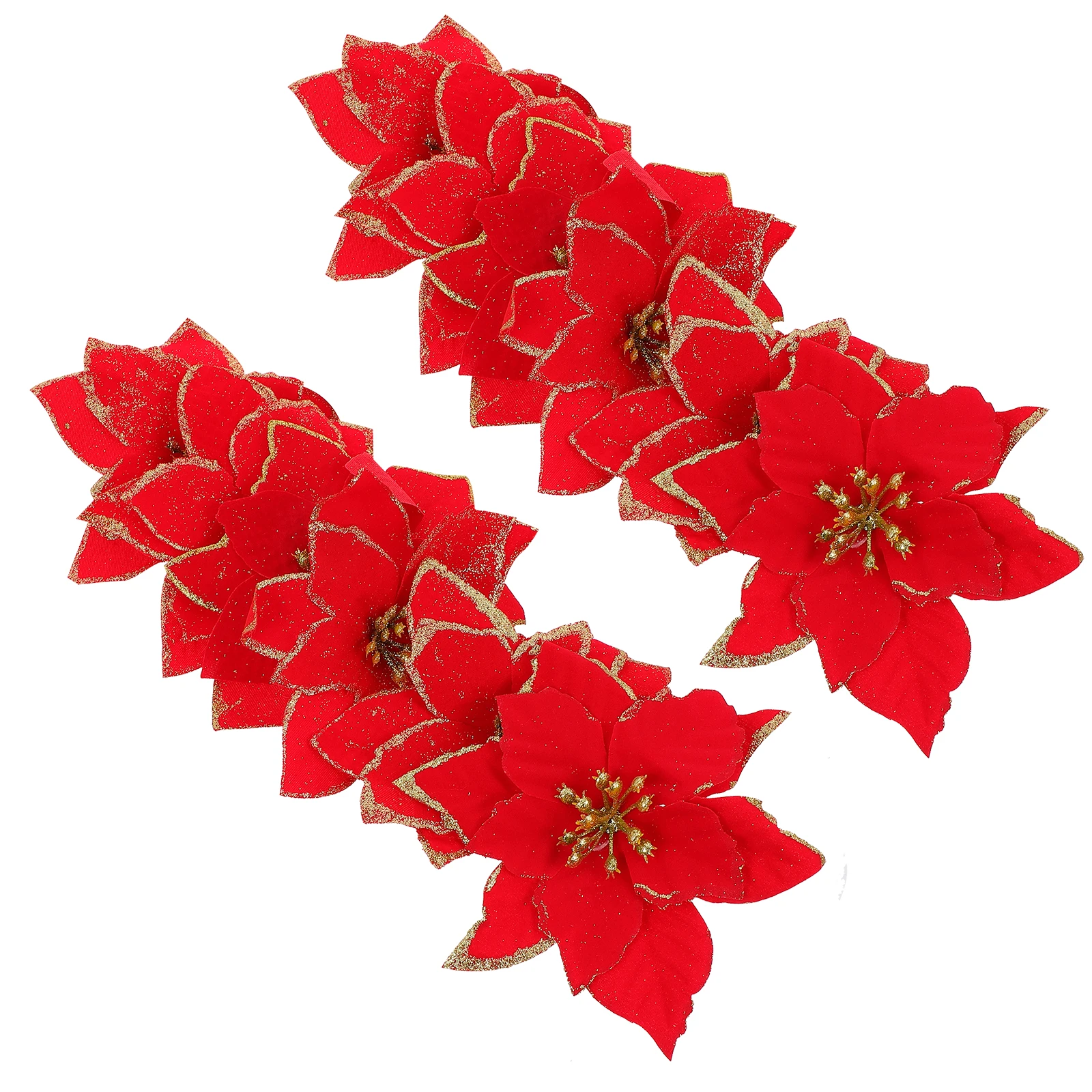 

24 Pcs Flowers for Christmas Decorations Glitter Fake Christmas False Flower Flower Party Supplies Home Ornaments