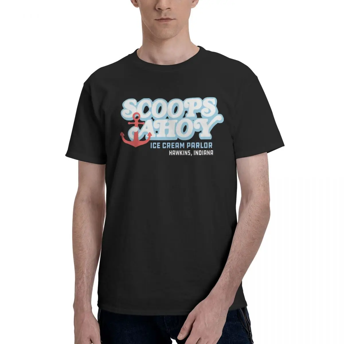 Scoops Ahoy Ice Cream Mascot Retro T Shirts Graphic Y2K Idea Customized Men Women T Shirt Clothing