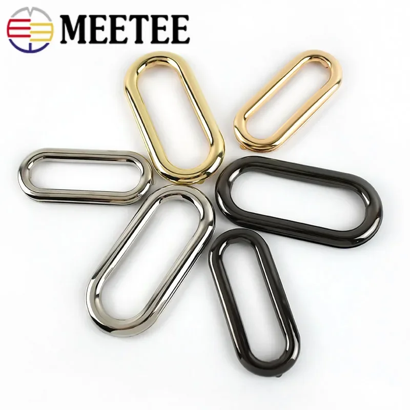 Meetee 2/4Pcs ID75mm/ID88mm Oval Rings Metal Handle Hook Bag Handles Bags Eyelet Frame Kiss Clasp Clutch Buckle DIY Accessories