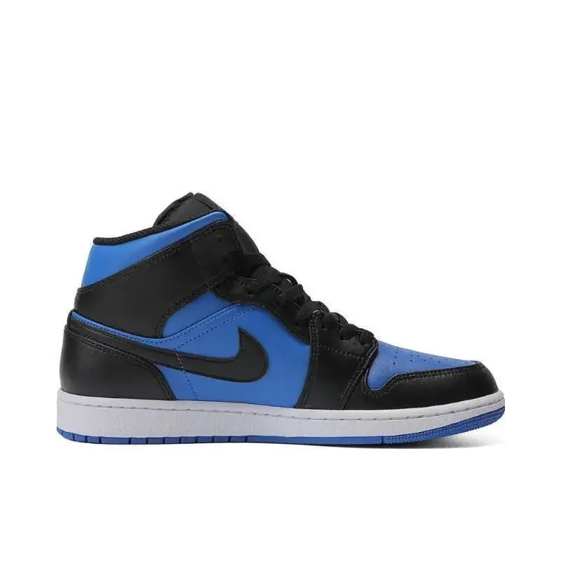 Nike men\'s shoes NIKE AIR JORDAN AJ1 men\'s black and blue high-top retro sneakers