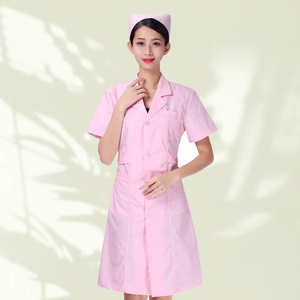 Krankenpflegeuniform, rosa, kurzärmelig, Baumwolle, V-Ausschnitt, leichte Krankenhauskleidung für Salons, Labors, Arzt
