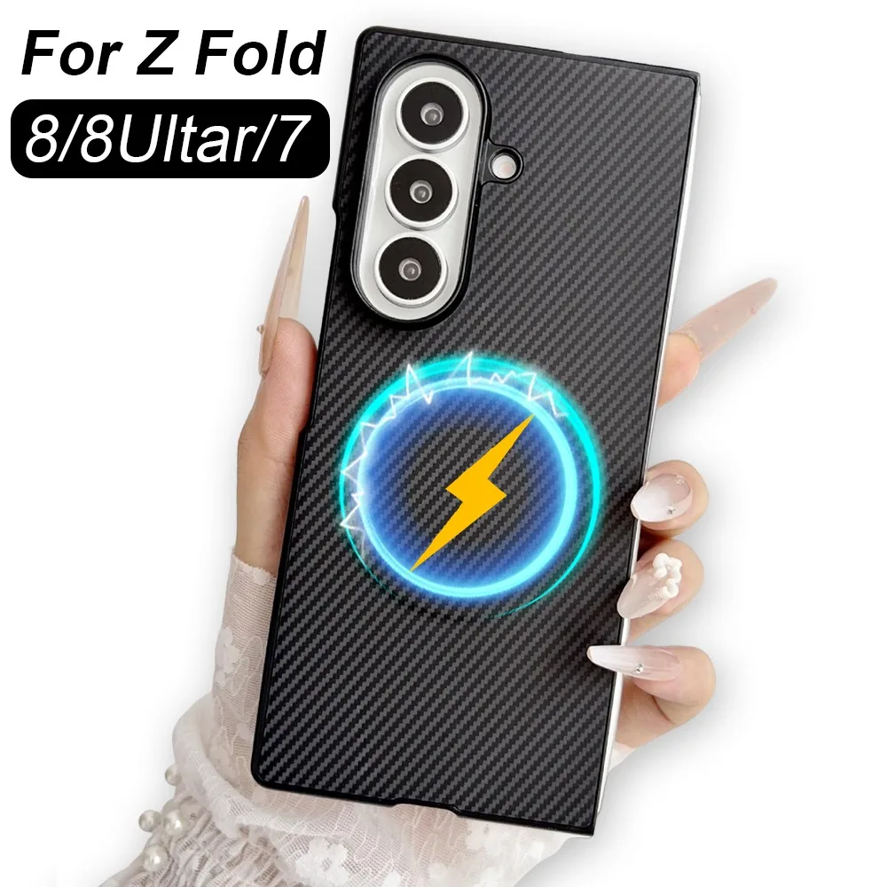 Slim Carbon Texture Case for Samsung Galaxy Z Fold 8 7 Anti-knock Phone Back Hard PC Cover Front Back Bumper for Z Fold 8 Ultar