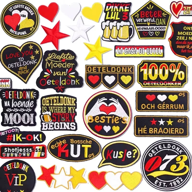 Niederlande Oeteldonk Emblem Eisen auf Patches Niederlande Karneval bestickte Patches für Kleidung Oeteldonk Frosch Nähen Patches