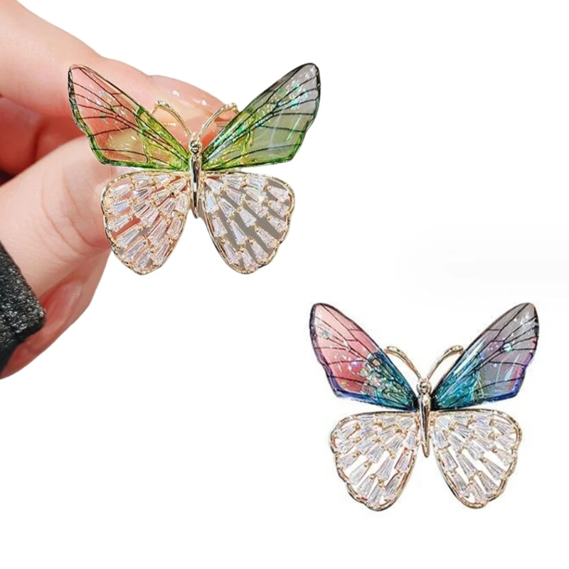 652F Nature Inspired Butterfly Rhinestones Brooch Pins Adornment for Women's Clothing