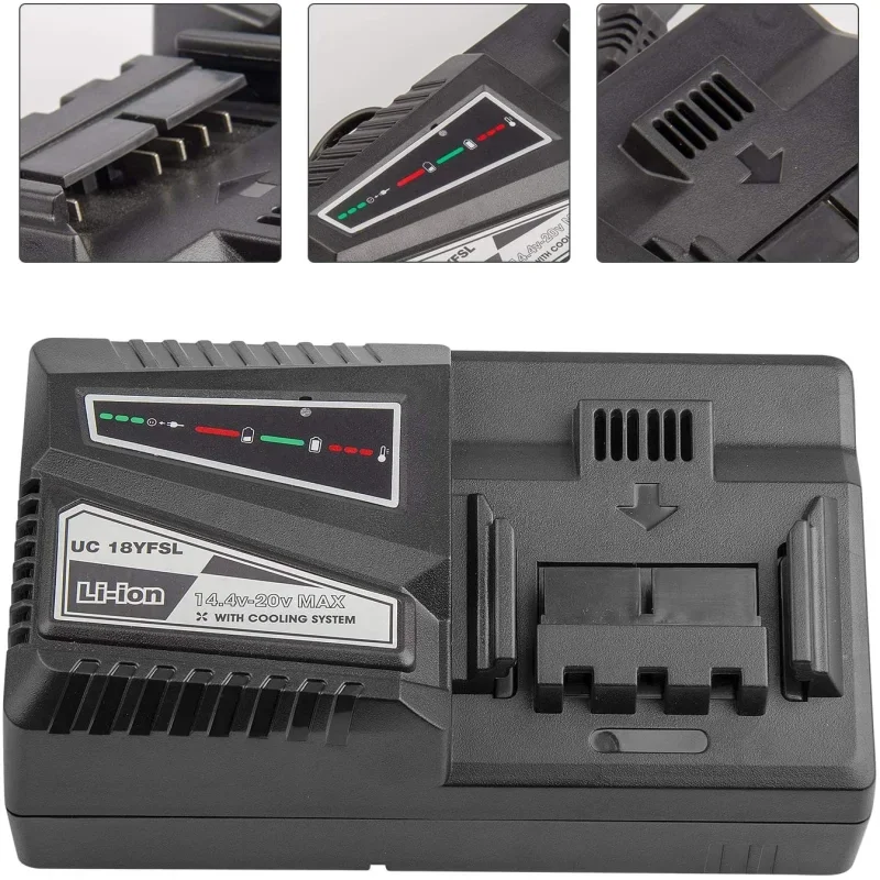 UC18YFSL Lithium Battery Charger for Hitachi 14.4V- 18V Li-ion Battery BSL1815 BSL1820 BSL1825 BSL1840 Fast Charging