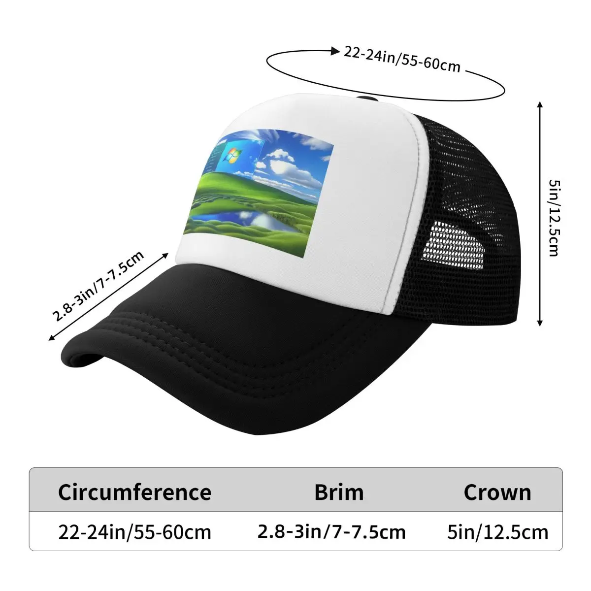 Frutiger Aero Windows XP Background Cap Casual Mesh Baseball Caps Adjustable Hat Hip Hop Summer Unisex Baseball Hats