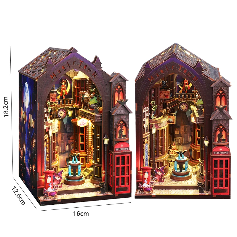 Kit angolo libro fai-da-te Casa delle bambole in legno Creazione e assemblaggio Giocattoli Camera da letto di casa Modello di edificio fatto a mano Giocattolo per il regalo di Natale